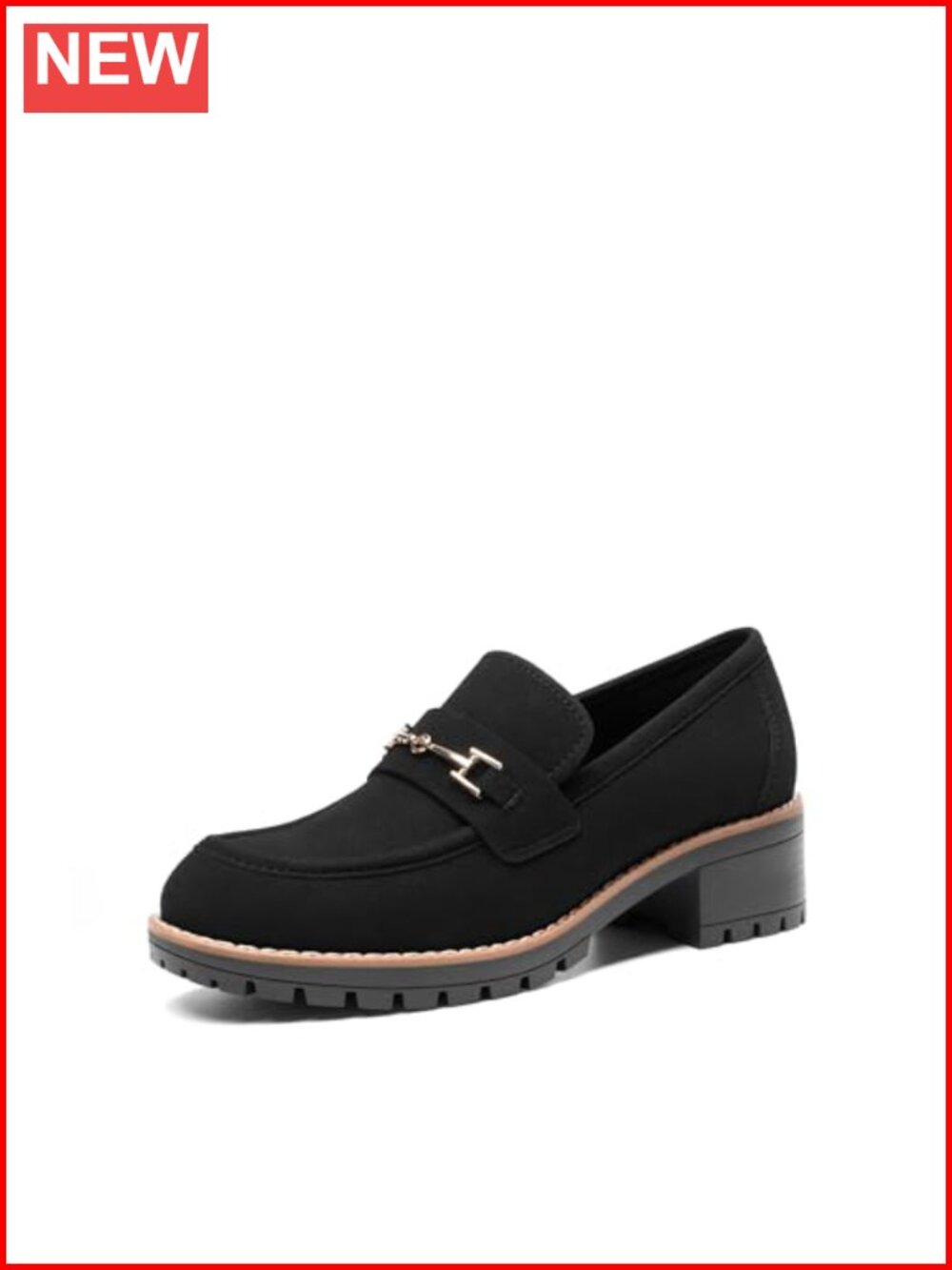 Women's Chunky Loafers Dressy Business Shoes Faux Suede Block Heel